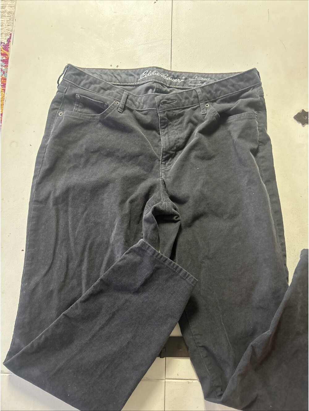 Eddie Bauer Pants Women's Boyfriend Slim Corduroy Pants Gray Sz 12 Straight
